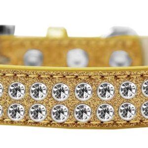Two Row Clear Crystal Size 20 Gold Ice Cream Dog Collar