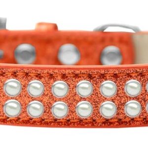 Two Row Pearl Size 14 Orange Ice Cream Dog Collar