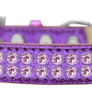 Two Row Light Pink Crystal Size 20 Purple Ice Cream Dog Collar
