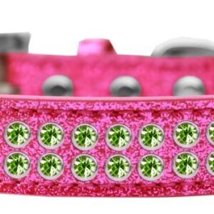 Two Row Lime Green Crystal Size 16 Pink Ice Cream Dog Collar