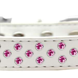 Sprinkles Dog Collar Bright Pink Crystals Size 12 White