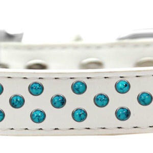 Sprinkles Dog Collar Southwest Turquoise Pearls Size 14 White