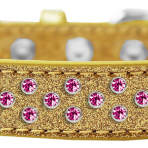 Sprinkles Ice Cream Dog Collar Bright Pink Crystals Size 12 Gold