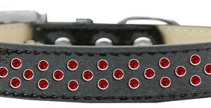 Sprinkles Ice Cream Dog Collar Red Crystals Size 14 Black