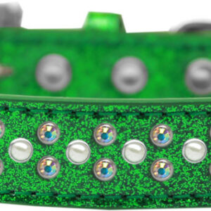Sprinkles Ice Cream Dog Collar Pearl and AB Crystals Size 14 Emerald Green