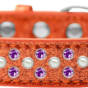 Sprinkles Ice Cream Dog Collar Pearl and Purple Crystals Size 16 Orange