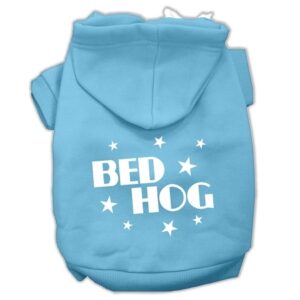 Bed Hog Screen Printed Pet Hoodies Baby Blue Size XS