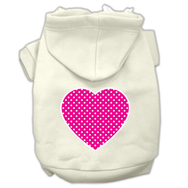 62-101-MDCR.jpg Pink Swiss Dot Heart Screen Print Pet Hoodies Cream Size M