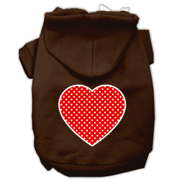 Red Swiss Dot Heart Screen Print Pet Hoodies Brown Size Sm