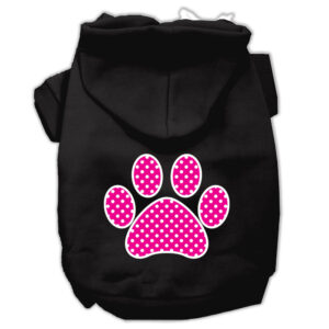 Pink Swiss Dot Paw Screen Print Pet Hoodies Black Size XXL