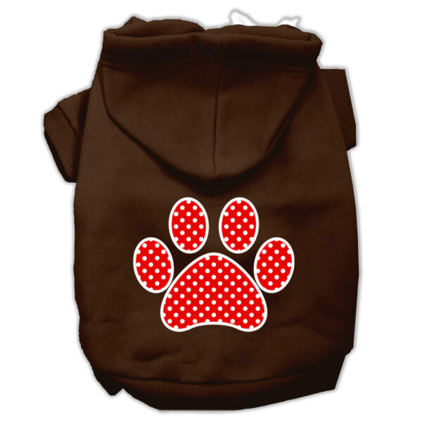 Red Swiss Dot Paw Screen Print Pet Hoodies Brown Size XXL