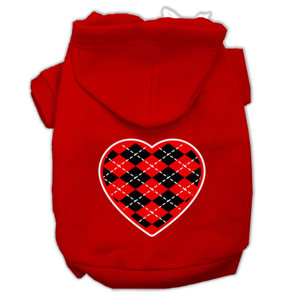62-111-XXXLRD.jpg Argyle Heart Red Screen Print Pet Hoodies Red Size XXXL