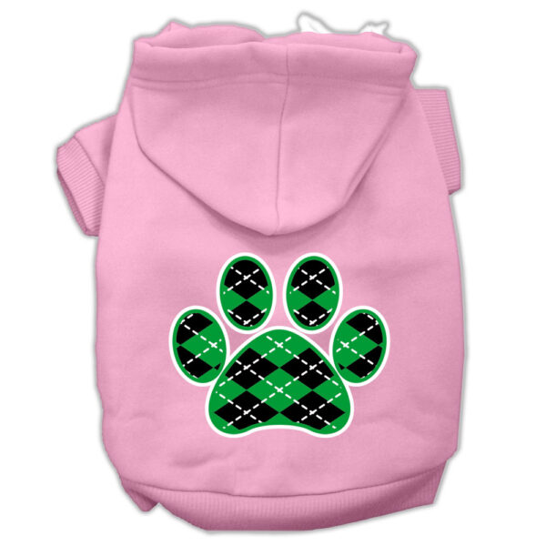 62-112-LGLPk.jpg Argyle Paw Green Screen Print Pet Hoodies Light Pink Size Lg