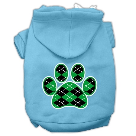 Argyle Paw Green Screen Print Pet Hoodies Baby Blue Size XL