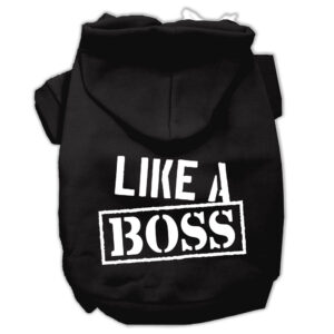 Like a Boss Screen Print Pet Hoodies Black Size XXL