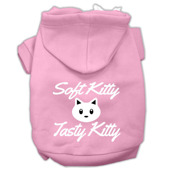 62-126-SMLPK.jpg Softy Kitty, Tasty Kitty Screen Print Dog Pet Hoodies Light Pink Size Sm