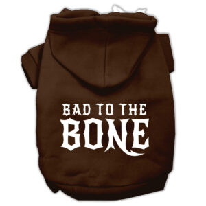 Bad to the Bone Dog Pet Hoodies Brown Size XS