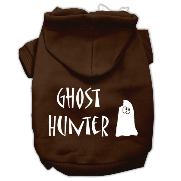 Ghost Hunter Screen Print Pet Hoodies Brown with Cream Lettering Med