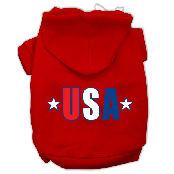 62-134-XSRD.jpg USA Star Screen Print Pet Hoodies Red Size XS