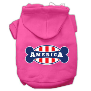Bonely in America Screen Print Pet Hoodies Bright Pink Size XS
