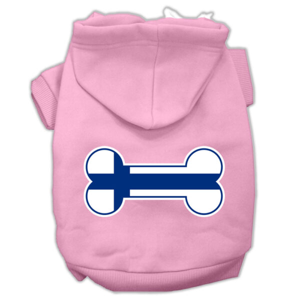 62-14-SMLPK.jpg Bone Shaped Finland Flag Screen Print Pet Hoodies Light Pink Size S