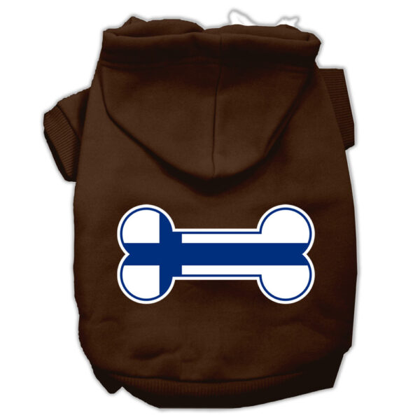 Bone Shaped Finland Flag Screen Print Pet Hoodies Brown XXXL