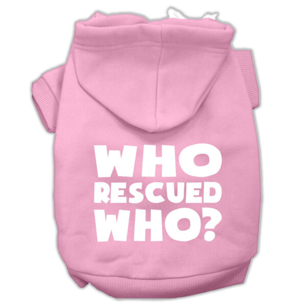 62-140-XXLLPK.jpg Who Rescued Who Screen Print Pet Hoodies Light Pink Size XXL