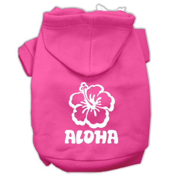62-141-XXLBPK.jpg Aloha Flower Screen Print Pet Hoodies Bright Pink Size XXL