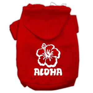 Aloha Flower Screen Print Pet Hoodies Red Size XXXL