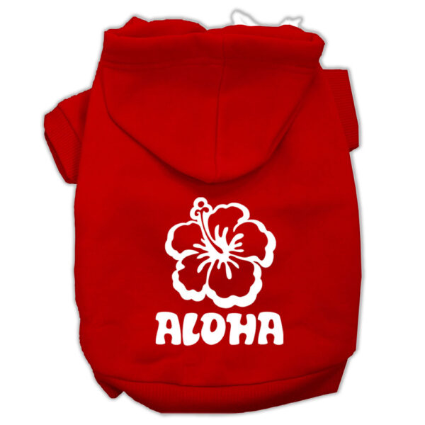 Aloha Flower Screen Print Pet Hoodies Red Size XXXL