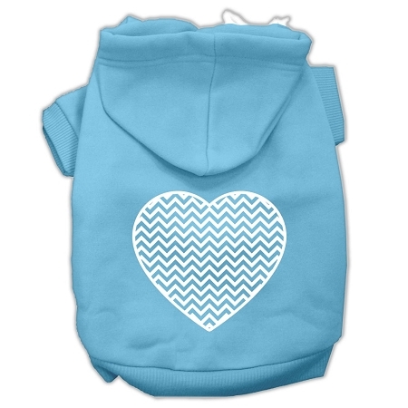 Chevron Heart Screen Print Dog Pet Hoodies Baby Blue Size Sm