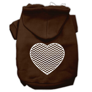 Chevron Heart Screen Print Dog Pet Hoodies Brown Size XXL