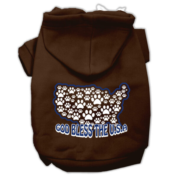 God Bless USA Screen Print Pet Hoodies Brown S