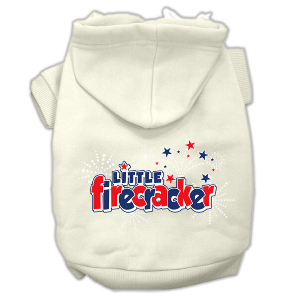 Little Firecracker Screen Print Pet Hoodies Cream Size M