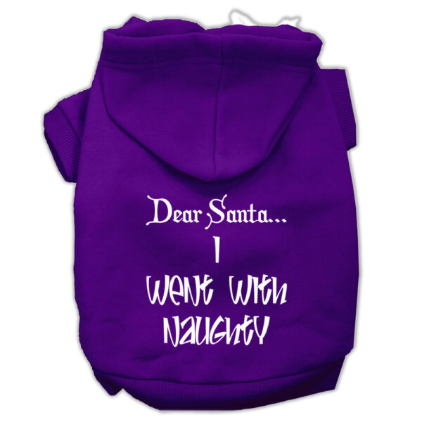 Dear Santa I Went with Naughty Screen Print Pet Hoodies Purple Size XXXL