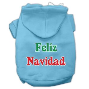 Feliz Navidad Screen Print Pet Hoodies Baby Blue S