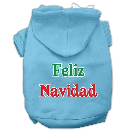 Feliz Navidad Screen Print Pet Hoodies Baby Blue S