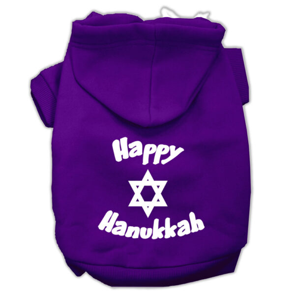 62-25-05-SMPR.jpg Happy Hanukkah Screen Print Pet Hoodies Purple Size Sm