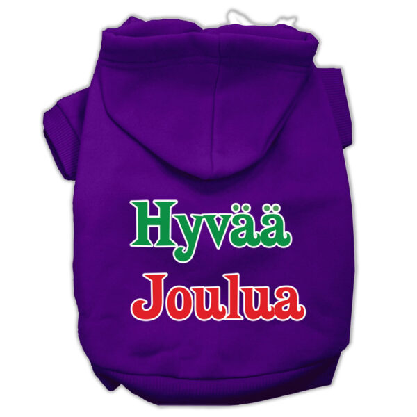Hyvaa Joulua Screen Print Pet Hoodies Purple XXL