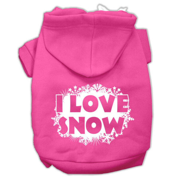 62-25-09-LGBPK.jpg I Love Snow Screenprint Pet Hoodies Bright Pink Size L