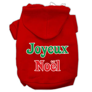 Joyeux Noel Screen Print Pet Hoodies Red Size XL