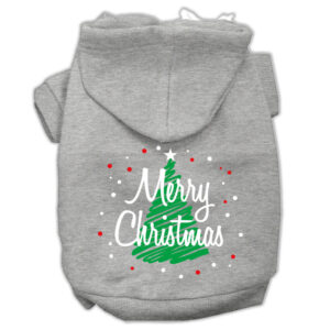 Scribbled Merry Christmas Screenprint Pet Hoodies Grey Size XXXL