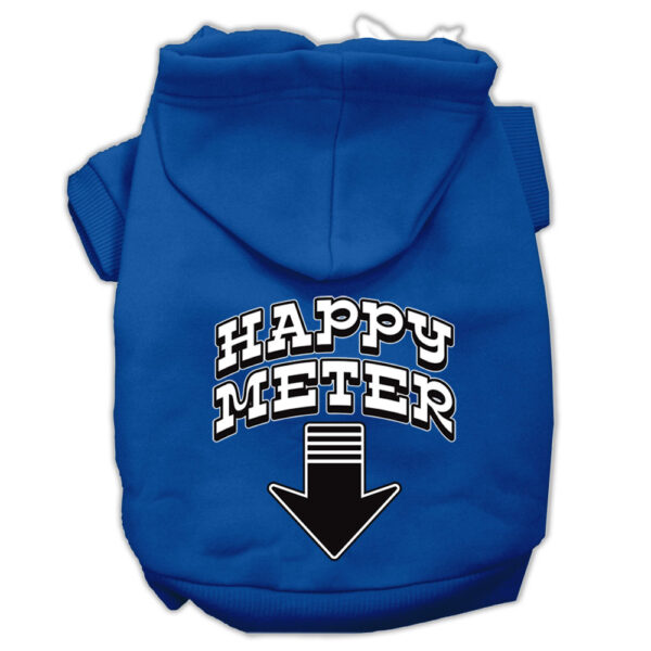 Happy Meter Screen Printed Dog Pet Hoodies Blue Size Med