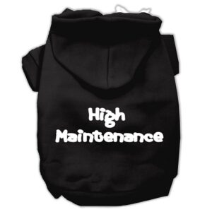 High Maintenance Screen Print Pet Hoodies Black XXL