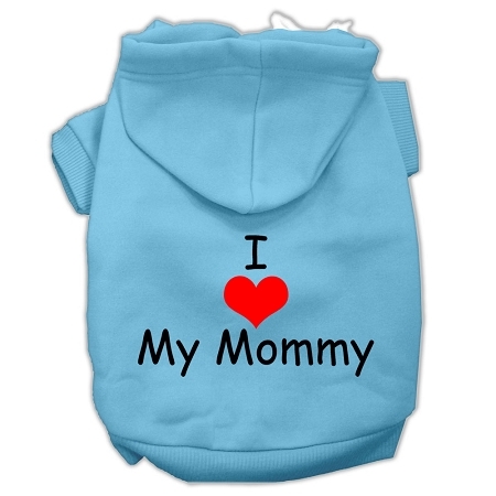 I Love My Mommy Screen Print Pet Hoodies Baby Blue Size XXXL