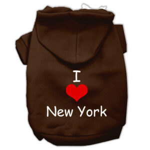I Love New York Screen Print Pet Hoodies Brown Size XXXL