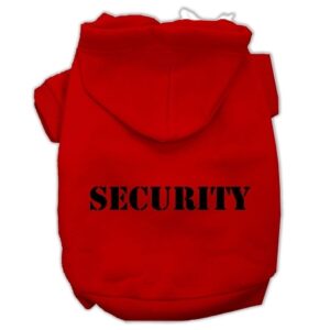 Security Screen Print Pet Hoodies Red Size w/ Black Size text XXXL