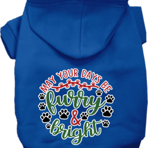Furry and Bright Screen Print Dog Hoodie Blue Size 5X