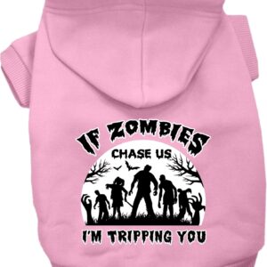 If Zombies Chase Us Screen Print Dog Hoodie Light Pink Size 4X