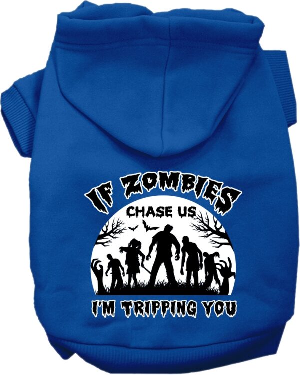 62-488-MDBL.jpg If Zombies Chase Us Screen Print Dog Hoodie Blue Size MD